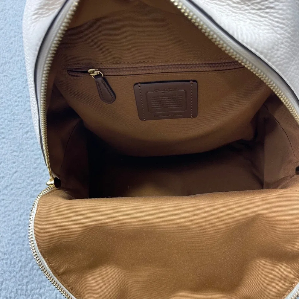 Coach F80550 Pebble Chalk Leather Medium Charlie Backpack Jordyn Handbag Daypack